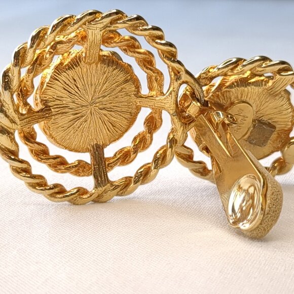 Vintage Gold-Tone and Faux Pearl Drop Earrings - Picture 6 of 11